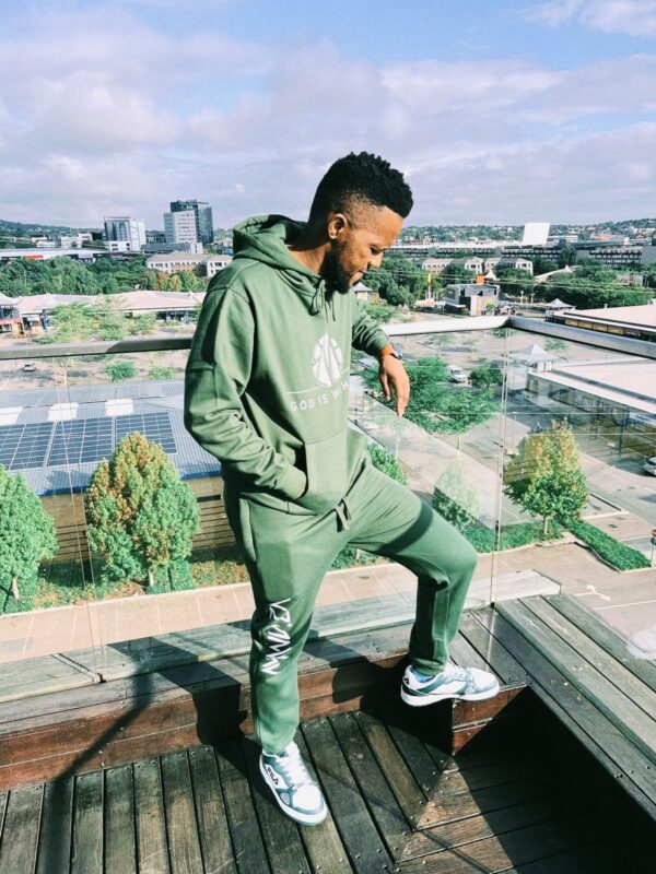 Manu.ZA God Is With Us Olive Track Suit